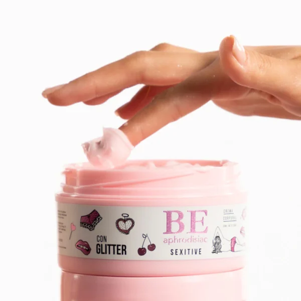 Crema BE corporal perfumada con fermonas y glitter 200g