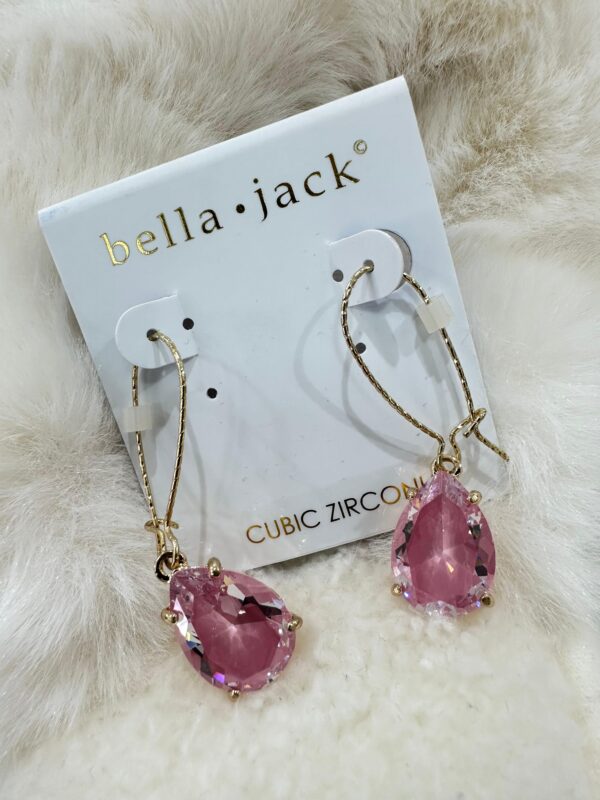 Aros con pendiente cristal Rosa Bella