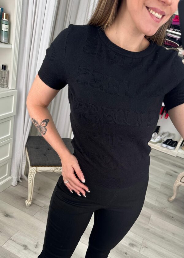 Sweater Guess negro escote redondo manga corta