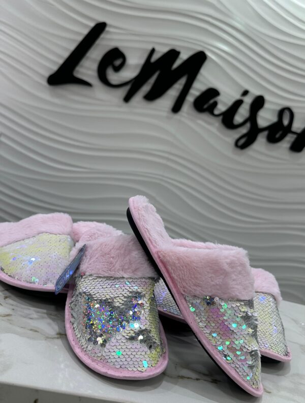 Pantuflas lentejuelas rosa
