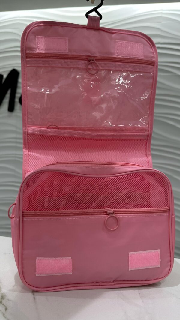 Beauty bag Shein plegable de viaje con percha rosa - Imagen 2