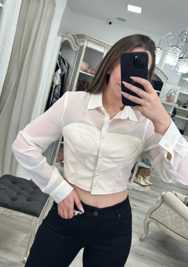Camisa Steps Lovely Tree combinada tul y eco cuero