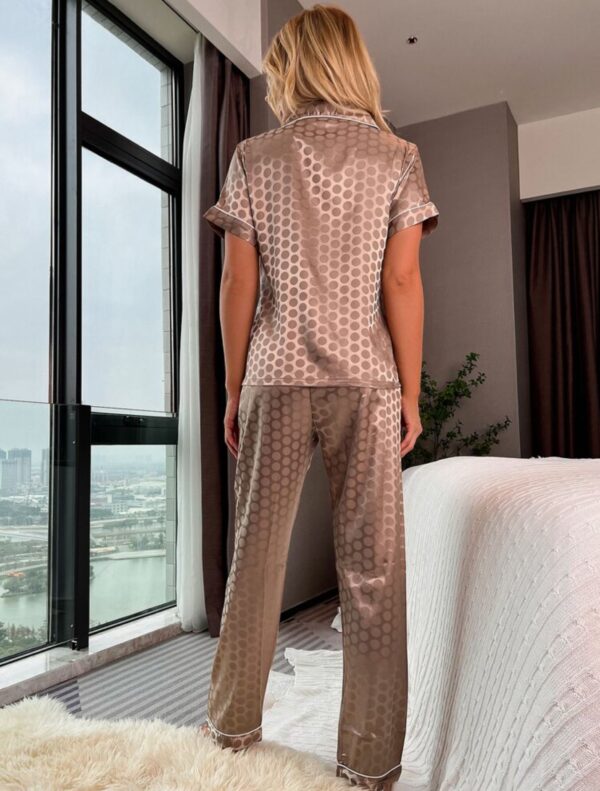 Pijama Shein satén largo con casaca manga corta - Imagen 3