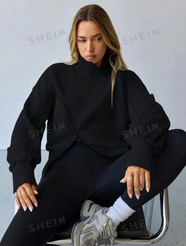 Buzo Shein polera negro con cierres - Imagen 2