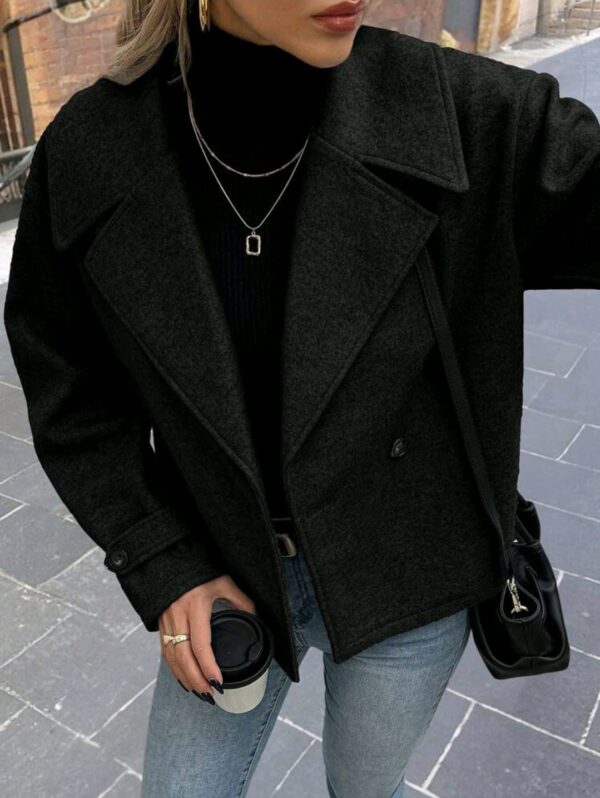 Chaqueta Shein de paño gris topo cruzada
