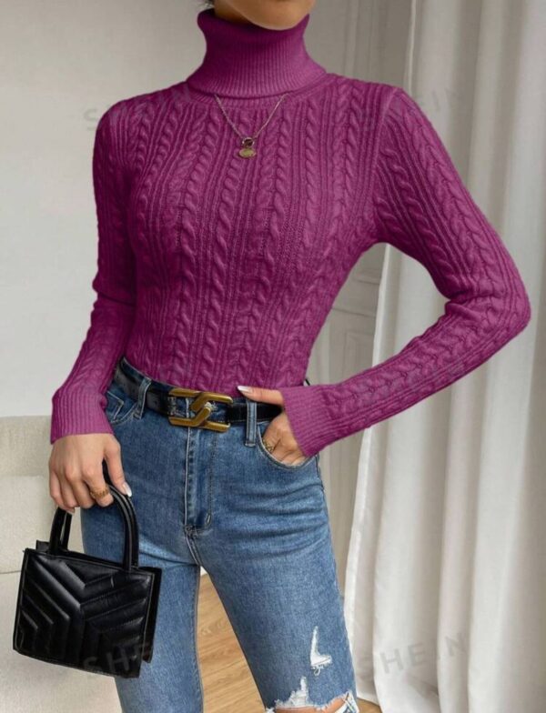 Sweater Shein cuello polera magenta - Imagen 2