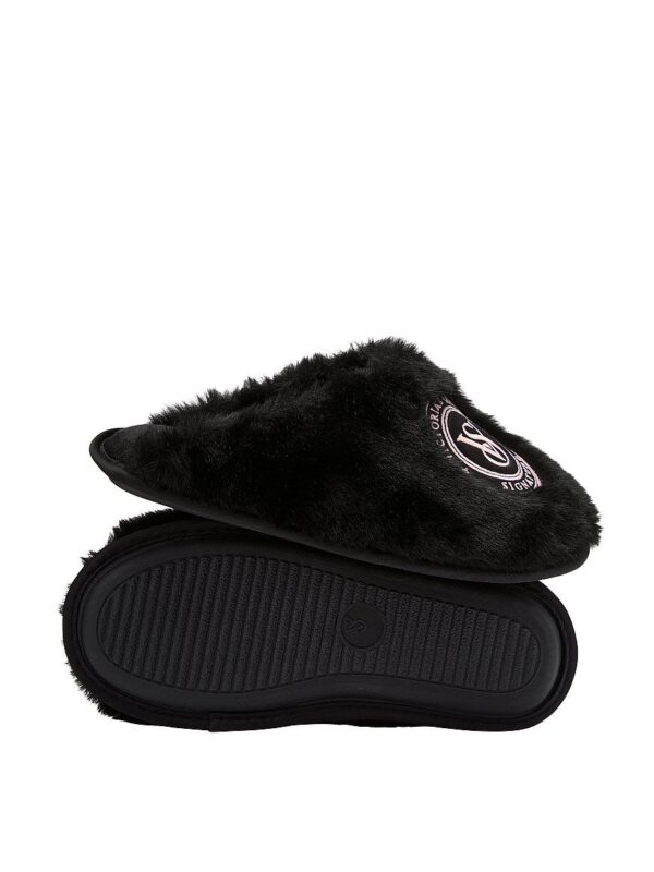 Pantuflas negras con logo rosa - Imagen 2