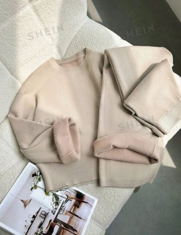 Conjunto Shein térmico pantalón palazzo y sweater - Imagen 2