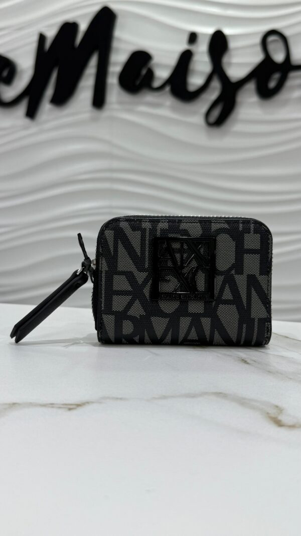 Billetera Armani Exchange small con logos negros