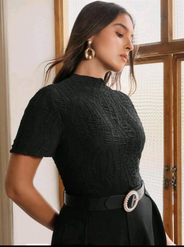 Media polera Anewsta negra labrada manga corta - Imagen 5