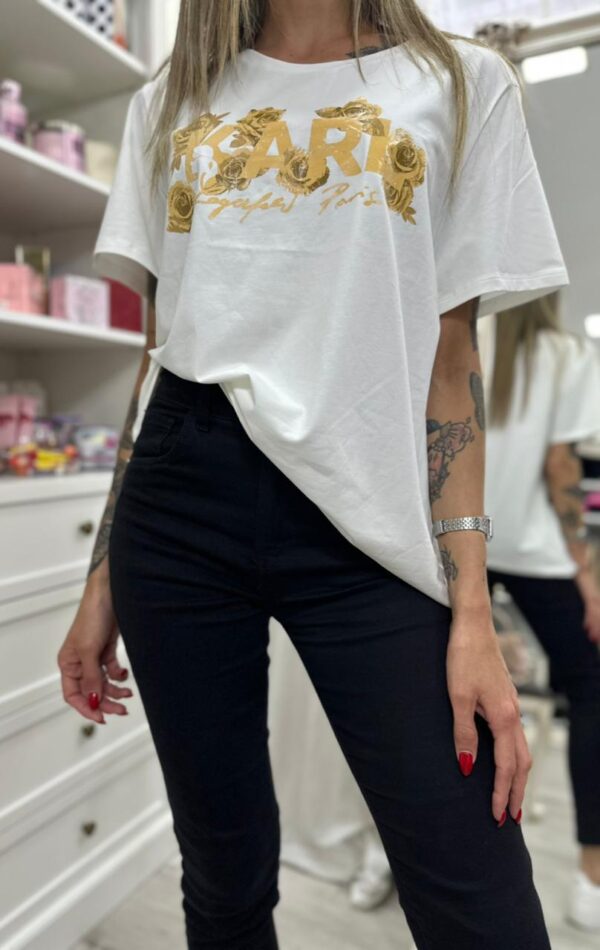 Remera Karl Lagerfeld logo con flores - Imagen 2